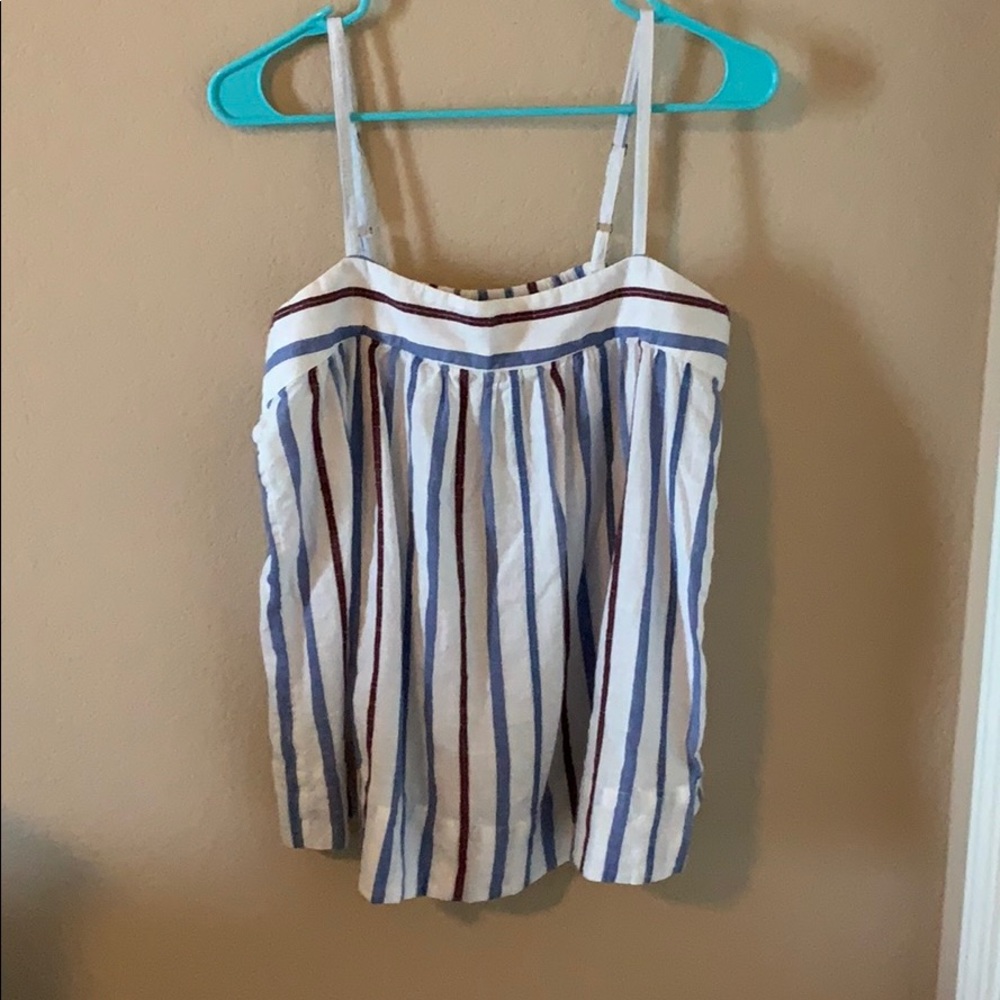 blue and red tank top